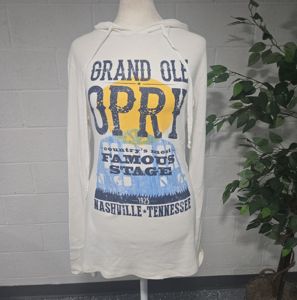 Grand Ole Opry Nashville Country Music Waffle Knit Hoodie Womens XL Fitted